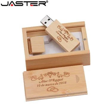 JASTER yüksek hızlı USB 2.0 Özel LOGO Ahşap memory Stick usb flash sürücü pendrive 4gb 8gb 16gb 32GB U disk düğün hediyesi