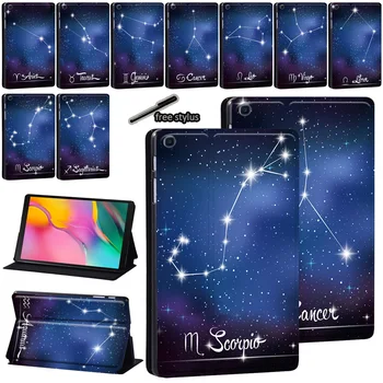 Deri Tablet samsung kılıfı Galaxy Tab A8 10.5 / A7 Lite 8.7 / A7 10.4 / A A6 10.1 / Tab A 8.0/10.1/10.5 İnç Yıldız Baskı Standı Kapağı