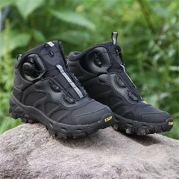 Erkek Su Geçirmez iş çizmeleri Askeri Hızlı Reaksiyon Taktik Botları Otomatik Toka Sneakers Erkek Kış Açık Kayma iş ayakkabısı