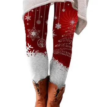 Rahat Kadın Tayt Noel Baba Kalın Sonbahar Kış Yüksek Streç sıcak pantolon Noel kadın kıyafetleri 2022 xxxl