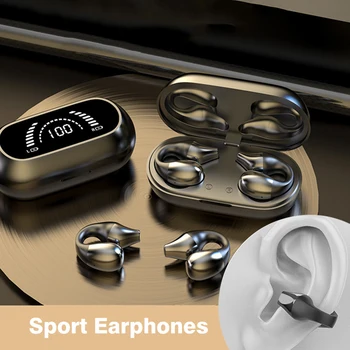 2022 YENİ Kemik İletim Kulaklık Bluetooth 5.2 Kulak klipsi Kulak Küpe kablosuz kulaklıklar Spor Kulaklıklar Kulak Kancası Mic ile