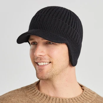 Erkek Kış Pamuk örgü şapkalar Şerit Kasketleri Kulakları Korumak Şapka Sıcak Kalın Kış Kulaklığı Açık Kayak Kapaklar