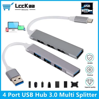 LccKaa 4 Port USB 3.0 Hub USB Hub Splitter Genişletici, MacBook, Mac Pro / minii iMac XPS USB flash sürücü Dizüstü Bilgisayar USB Sabit Disk