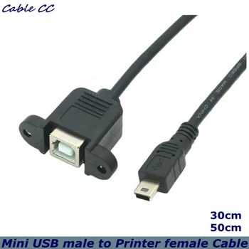 1ft USB 2.0 B Tipi Dişi Soket Yazıcı Paneli Kurulum USB-B USB mini 5-pin Kablo 3.5 İnç Mobil sabit disk Tarayıcı Kablosu
