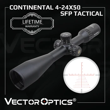 Vektör optik Continental x6 4-24x50 taktik tüfek tüm ışıklı Reticle ve %90 % ışık geçirgenliği ömür boyu garanti