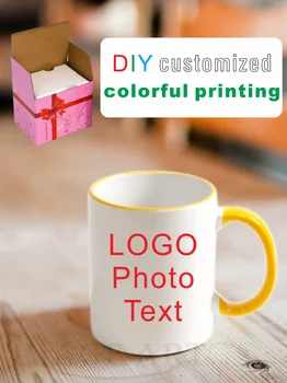 Renk Kolu seramik fincan DIY fotoğraf Seramik kupa DIY fotoğraf fincan özelleştirmek resim Yaratıcı hediyeler için Severler Arkadaşlar Aile MAZWEI