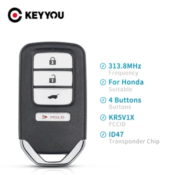 KEYYOU Honda Cıty İçin HR - V FIT EX-L 2016 2017 2018 313.8 MHz ID47 Çip FCCKR5V1X 3 + 1 4 Düğmeler Akıllı Uzaktan Anahtar FSK