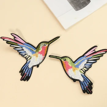 Simetri Sol Sağ Hummingbird Yalıçapkını Nakış Dikiş Aplike Rozeti Demir on Patch DIY Giyim Cheongsam Karalama Defteri Dekor