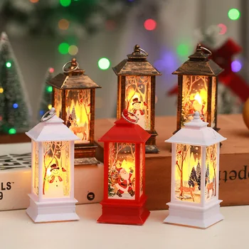 Новыход 2022 Yılbaşı Mum Fener Noel Noel Baba Fener Köpüklü Kilise Fener LED Asılı Fenerler Süslemeleri