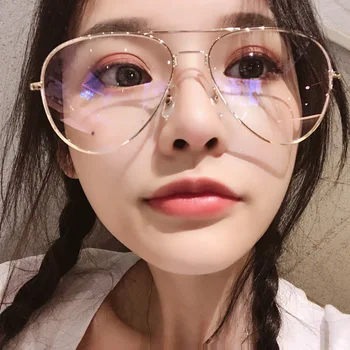 Kore Versiyonu Büyük Çerçeve Düz Gözlük Kadın Gözlük Çerçeve Optik Gözlük Çerçeve Gözlük Temizle Erkekler Gözlük