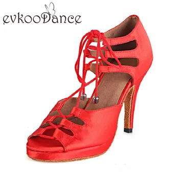 Evkoodance Boyutu ABD 4-12 Kırmızı Ve Siyah Veya Haki Yüksek Topuk 10 cm Topuk Profesyonel Latin Dans Ayakkabıları Evkoo - 476