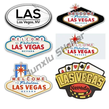 Pencereler, soğutucular, dizüstü bilgisayarlar, kamyonlar ve tamponlar için Muhteşem Las Vegas Sign Sticker Kendinden Yapışkanlı Vinil Çıkartmaya Hoş geldiniz