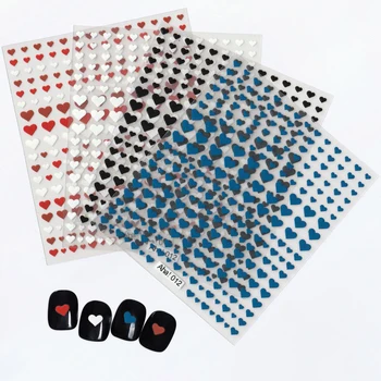 1 Sayfalık 3D Kalp Nail Art Sticker Klasik Beyaz Siyah Kalp Yapışkanlı Çıkartmalar DIY Geri Tutkal Manikür Tırnak Süsleme Kaymak BP # 042