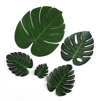 Yeşil Yapay Monstera palmiye yaprakları Tropikal Tema Doğum Günü Parti Malzemeleri Ev Dekorasyonu