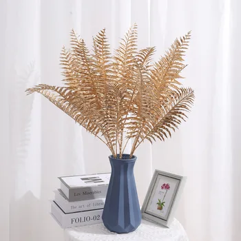 Altın Yapay Bitki Akçaağaç Okaliptüs Yaprağı Sahte Bitki Yaprakları Şube Ev Yatak Odası Ofis Dekor Düğün Noel Çiçek Dekor