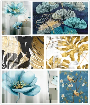 Tam Elmas 5D Diy Elmas Boyama Çiçek Altın Ginkgo Yaprağı Çapraz Dikiş nakış Elmas Mozaik Ev Dekorasyon Aksesuarları