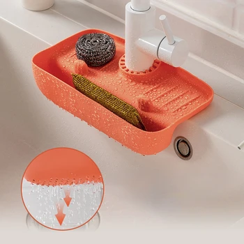 Silikon Mutfak Musluk Mat Lavabo Sıçrama Pedi Tahliye Pedi banyo tezgahı Koruyucu şampuan sabun Dağıtıcı Hızlı Kuru Tepsi