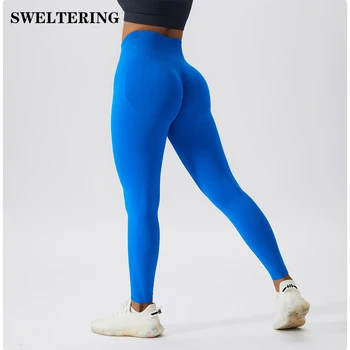 Yüksek Bel Nervürlü Yoga Tayt Kadın spor pantolon Tayt Dikişsiz Spor Femme Spor Leggins Egzersiz fitness pantolonları Atletik Giyim