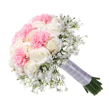 Yapay İpek El Yapımı Çiçek Buketi Pembe Beyaz Çiçek Gelin düğün buketi İç Dekorasyon Parti Olay Malzemeleri