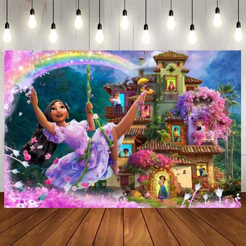 Disney Encanto Mirabel Fotoğraf Arka Planında Kızlar Mutlu Doğum Günü Partisi Süslemeleri Vinil Çocuk Fotoğraf Stüdyosu Sahne Arka Plan