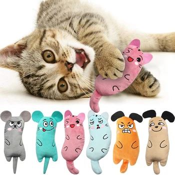 Diş Taşlama Catnip Oyuncaklar İnteraktif Peluş Kedi Oyuncak Fare Şekli Çiğneme Pençeleri Başparmak Bite Kedi Nane Kediler İçin Komik Küçük Yastık
