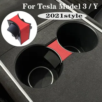 Araba Su Kupası Yuvası Tesla Model 3 Model Y 2021 ABS Devre Kürk Araba Kupası Sahibi Sınırlayıcı İçin Sınırı Klip Kayma 