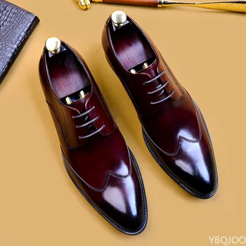 2022 Yüksek Kaliteli El Yapımı Oxford Elbise Ayakkabı Erkekler Hakiki İnek Deri Takım Elbise Ayakkabı Ayakkabı Düğün Resmi İtalyan Ayakkabı Sıcak