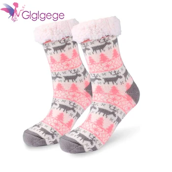 GL Mercan Polar Peluş Kadın Çorap Kalın ev terliği Kış Yumuşak Açık Kahverengi desen Renk Termal Uyku Kat Hamile Kadınlar Çorap