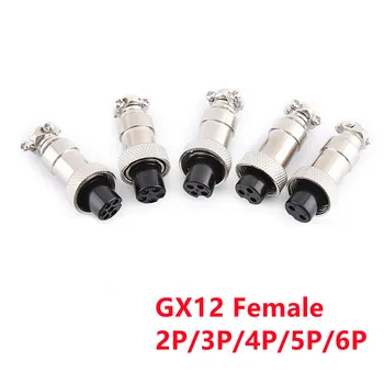 1 adet Kadın GX12 2/3/4/5/6 Pin 12mm Tel Panel Konektörü Havacılık Konektörü Fişi Dairesel Soket