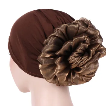 Büyük Çiçek Kafa Bandı Türban Kapaklar Kadınlar için Moda saç aksesuarları Bayanlar Müslüman Headwraps Kap Elastik Kemo Kaput Şapka