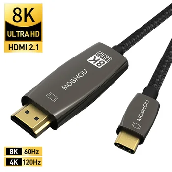 MOSHOU USB C HDMI 8K 60Hz 4K 120Hz Kablo USB Tip C HDMI adaptörü USB-C HDMI Thunderbolt 3 Dönüştürücü Macbook Samsung için