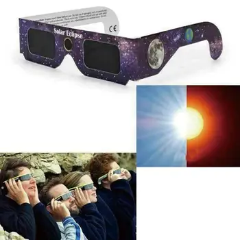 1 adet Kağıt Güneş Tutulması Gözlük Rastgele Renk Toplam Tutulması Güneş Gözlüğü Güneş Gözlem Tutulması Anti-Uv Gözlük Açık P5A6