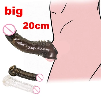 20cm Gerçekçi Prezervatif Penis Uzatma Kol Kullanımlık Yapay Penis Artırıcı Büyütme Kilidi Sperm Kollu Gecikme Boşalma Seks Oyuncakları