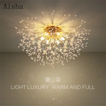 Modern karahindiba tavan lambası LED oturma odası yatak odası romantik kristal lamba yaratıcı tavan lambası Led ışıkları
