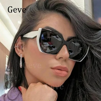 Moda Marka Güneş Gözlüğü Kadın Popüler Benzersiz Poligon Kedi Göz güneş gözlüğü Kadın Gözlük Bayanlar Gözlük UV400 Oculos De Sol