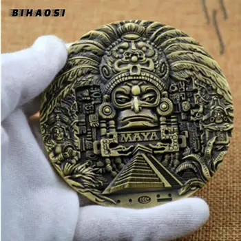 Maya parça AZTEK TAKVİMİ hatıra parası olmayan parasal tahmini koleksiyonu hediye Meksika kehanet Amerikan Gümüş koleksiyonu