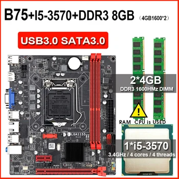 B75 Anakart seti Intel Core LGA 1155 I5 3570 CPU 2 adet x 4GB=8GB 1600MHz PC DDR3 masaüstü bellek USB3.0 SATA3. 0