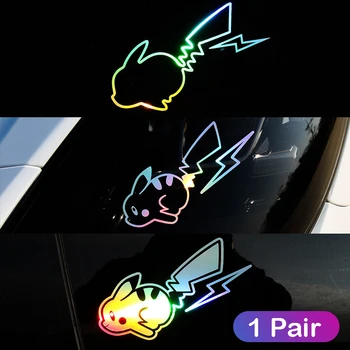 Yıldırım Anime Araba Çıkartmaları Karikatür Lazer Renkli Hayvanlar Çıkartmaları İçi Boş Etiket Araba Yansıtıcı Motosiklet Çıkartması Araba Styling