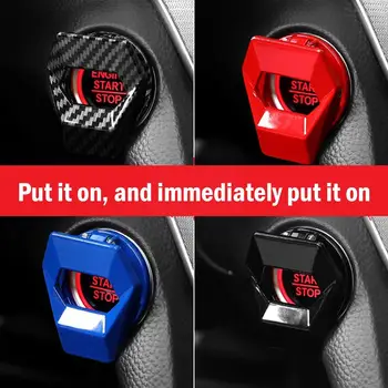 Araba Motoru Start Stop Anahtarı düğme kapağı Dekoratif Araba düğme kapağı Yapışkan Oto Araba-Styling İç İtme Aksesuarları W4V1