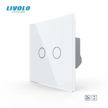 Livolo VL-C702WR-11 AB Standart Dokunmatik ev ev led uzaktan perde Anahtarı, lüks Beyaz Kristal Cam Panel
