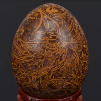 34x44MM Doğal Taş Fosil Jasper Fil Cilt Jasper Küre Yumurta Çakra Kristal Reiki Şifa Yarı değerli Taş Zanaat