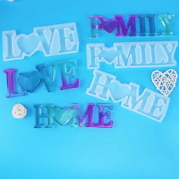 Ev Aşk Aile reçine Kalıpları Silikon Kelime İşareti Kalıpları Epoksi Kelime Döküm Kalıp