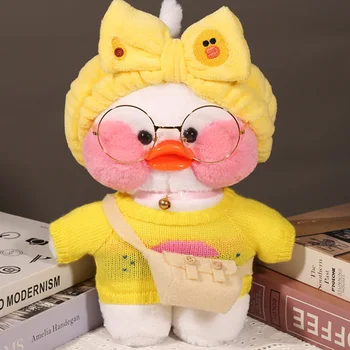 Lalafanfan Cafa Mini Sarı Ördek Kawaii Hayvan peluş oyuncak Dolması Bebek Karikatür Ördek DIY Elbise Seti Kız Arkadaşı Çocuklar Bebek Hediye 30CM