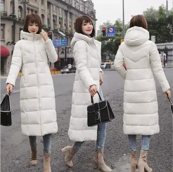 S-6XL sonbahar kış Kadın Artı boyutu Moda pamuk Aşağı ceket hoodie uzun Parkas sıcak Ceketler Kadın kış ceket elbise