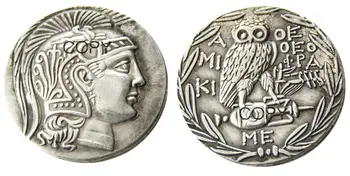 G (42) ATTİKA. Atina. Ca. MÖ 165-42. AR tetradrachm Gümüş Kaplama Kopya Para