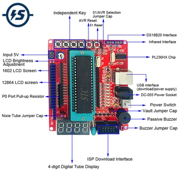 8051 Geliştirme Kurulu C51 USB Programlanabilir MCU Denetleyici Sistemi Sınıf Mikrodenetleyici Kurulu STC89C52 LED Kayan Yazı