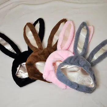 Tavşan Kulakları Kaput Şapka Hareketli Kulaklar Sıcak Yumuşak Pamuklu Hediye Sıcak Sevimli Sahne Kostüm Partisi Selfie Fotoğraf Kadınlar Kızlar için