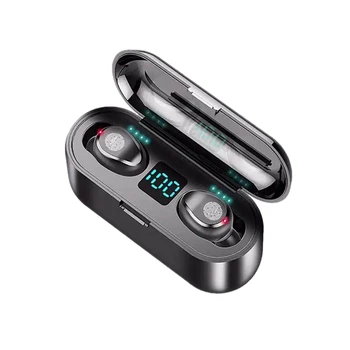 F9 TWS Bluetooth Kulaklık Mini Kulak Spor Koşu Kulaklık Kablosuz Kulaklık HD Çağrı 9D Stereo Müzik İle 1200mAh Şarj Kutusu