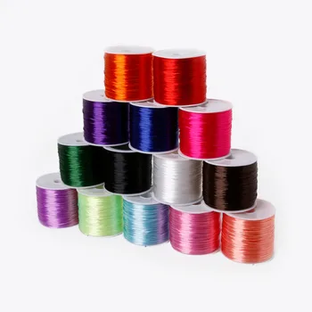 0.7 mm 50 m / rulo DIY Kristal Boncuk Streç Kordon Elastik Çizgi, Mix Renk Pick Yuvarlak Boncuk Tel / Kordon / Dize / Konu Takı Yapımı