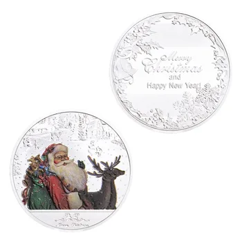 Merry Christmas Süslemeleri Odası Dekor Noel Baba Dileğiyle Paraları Gümüş Kaplama Hediyelik Eşya ve Hediyeler hatıra parası